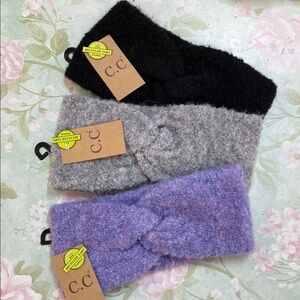 C.C Cozy Knit Headbands in Black, Gray, and Purple